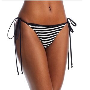 CLEONIE‎ Marshall Briefs Black White Stripe Bikini Bottoms Size Medium/large